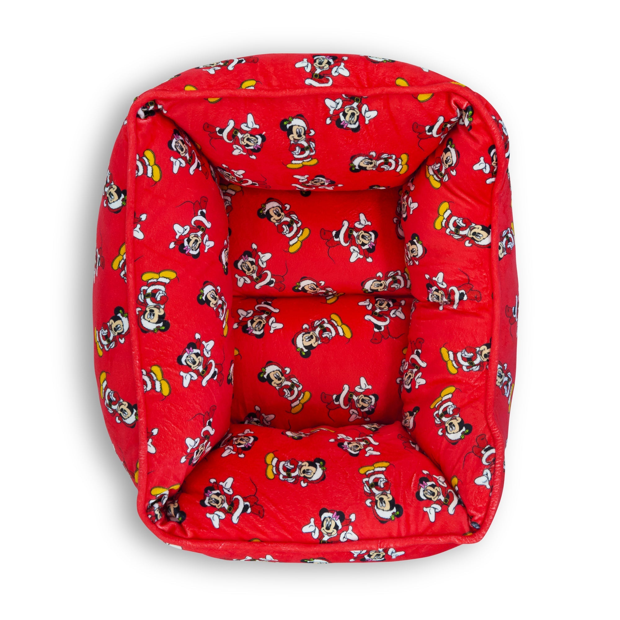 Cuddler Pet Bed - Holiday Santa Mickey and Minnie Poses Scattered Red