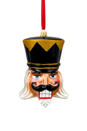 Midnight Black Glass Nutcracker Ornament