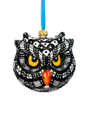 Monochrome Owl Polish Glass Ornament 