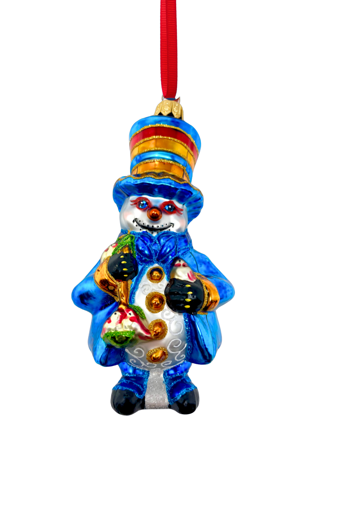Blue Christmas Snowman Glass Ornament - Southlake Paws