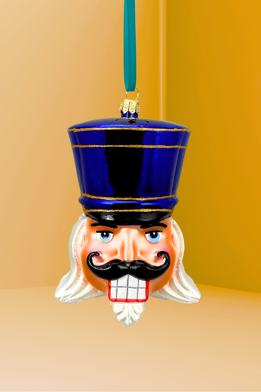 Royal Blue Glass Nutcracker Ornament - Southlake Paws