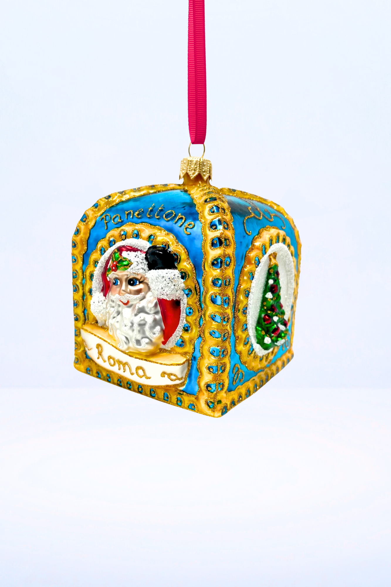Blue Panettone Polish Glass Ornament - Southlake Paws
