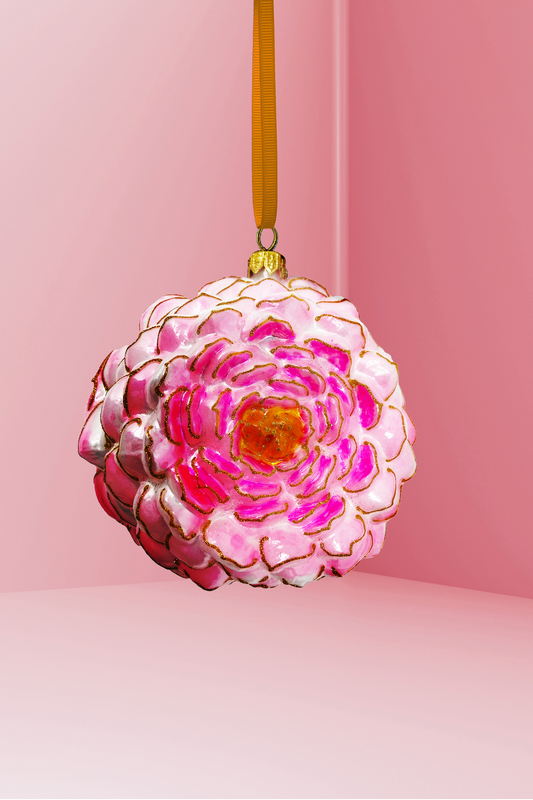 Palazzo Peony Glass Christmas Ornament (Blush) - Southlake Paws
