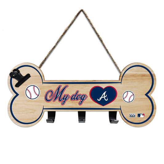 Atlanta Braves Bone Shape Sign With Hooks