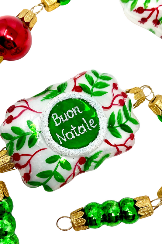 Buon Natale Glass Tree Garland - Southlake Paws