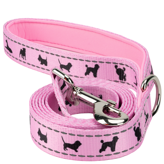 EcoBark Baby Pink Dog Leash - Comfort Grip Padded Leash- 4 ft, 5ft, and 6ft Leash