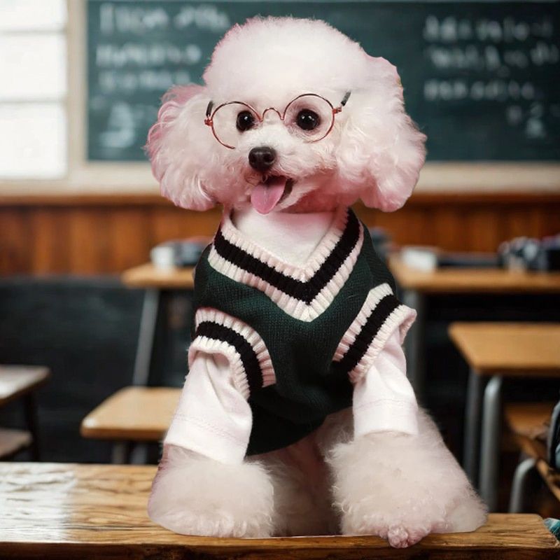 Preppy V-neck College Dog Sweater Pullover - Southlake Paws