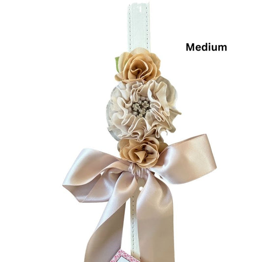 Beige Silk Flowers Wedding Dog Collar - Handmade