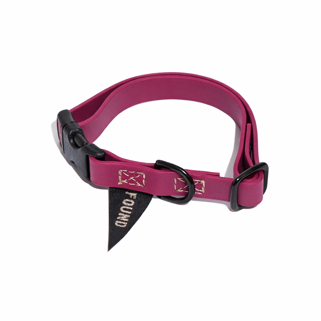 Biothane® Leather Alternative Dog & Cat Collar – Waterproof & Durable | Berry | Matte Black Hardware