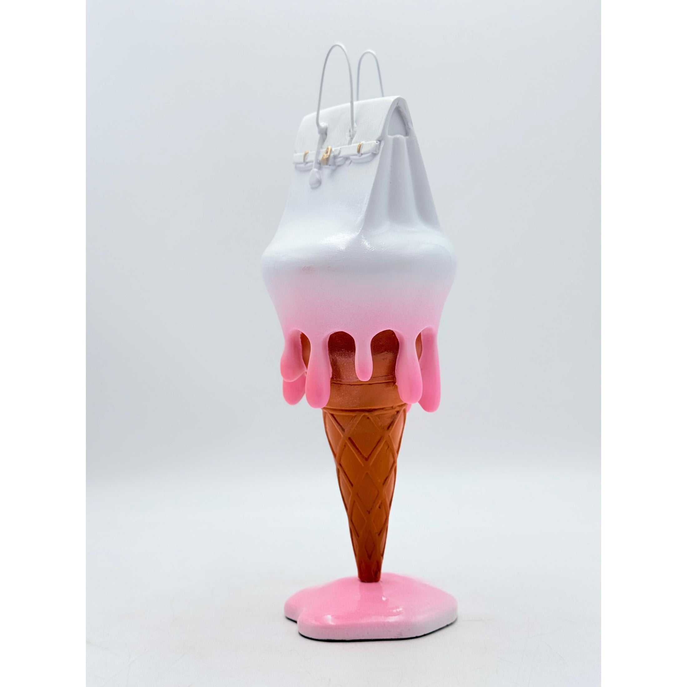 Melty Bag Sculpture - White & Pink Edition - white and pink melty bag sculpture, luxury sculpture, product image 2