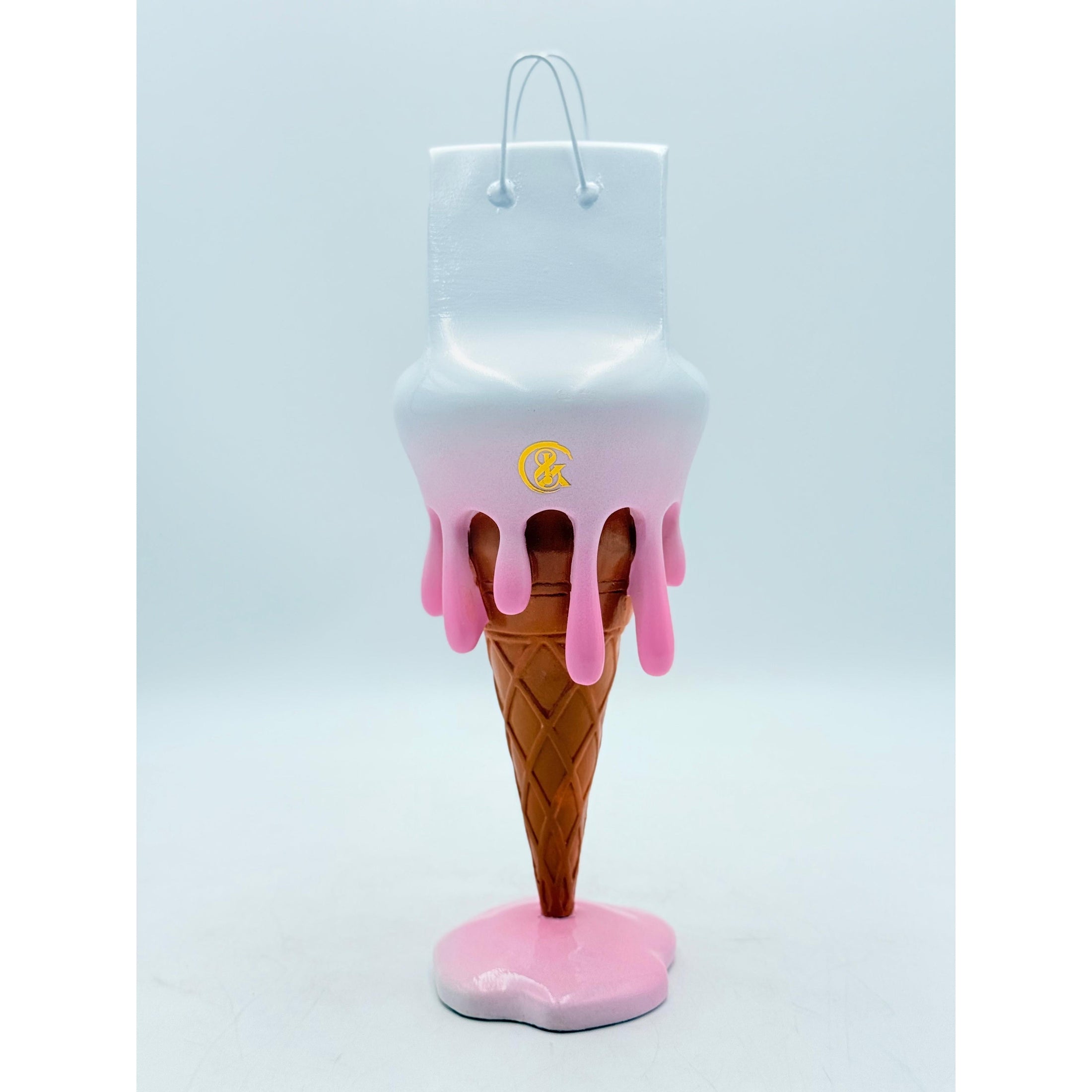 Melty Bag Sculpture - White & Pink Edition - white and pink melty bag sculpture, luxury sculpture, product image 3
