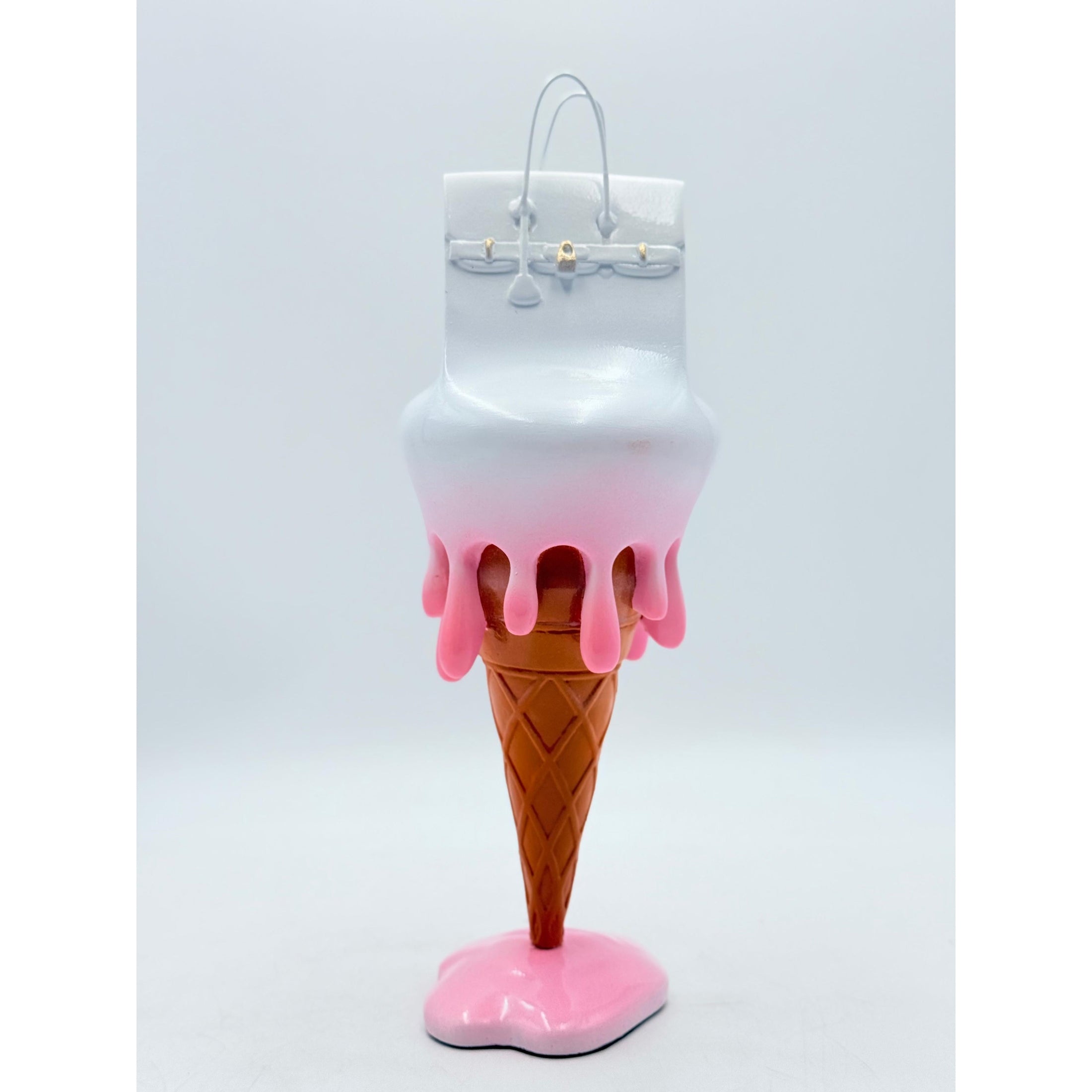 Melty Bag Sculpture - White & Pink Edition - white and pink melty bag sculpture, luxury sculpture, product image 5