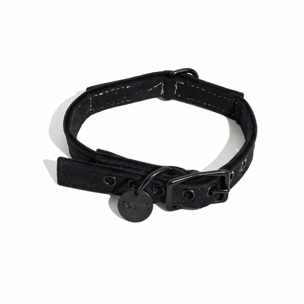 Black Washable Velvet Cat & Dog Collar – Matte Black Hardware