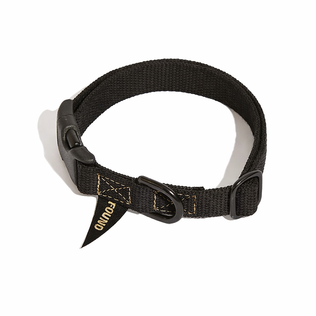 Found Classic Cotton Dog Collar | Black – Matte Black Hardware