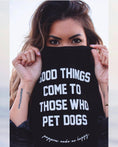 Load image into Gallery viewer, Good Things Come To Those Who Pet Dogs Crop Tank | Soft Made in USA Dog Mom Gift
