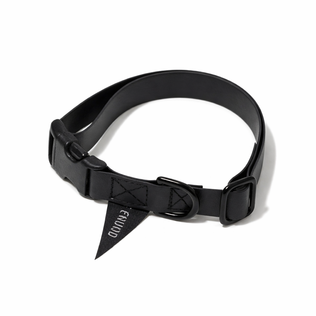 Biothane® Leather Alternative Dog & Cat Collar – Waterproof & Durable | Black | Matte Black Hardware