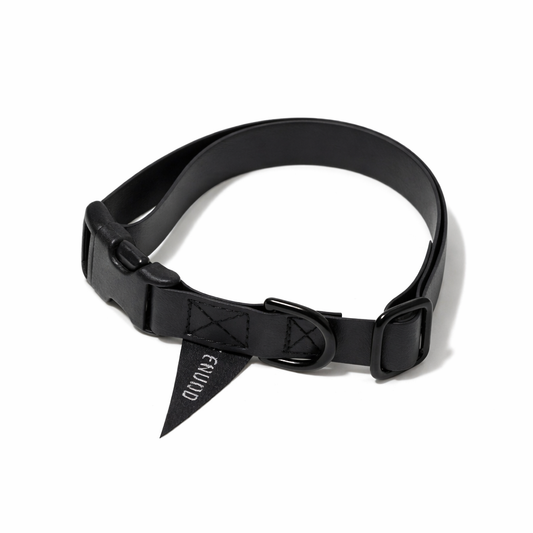 Biothane® Leather Alternative Dog & Cat Collar – Waterproof & Durable | Black | Matte Black Hardware
