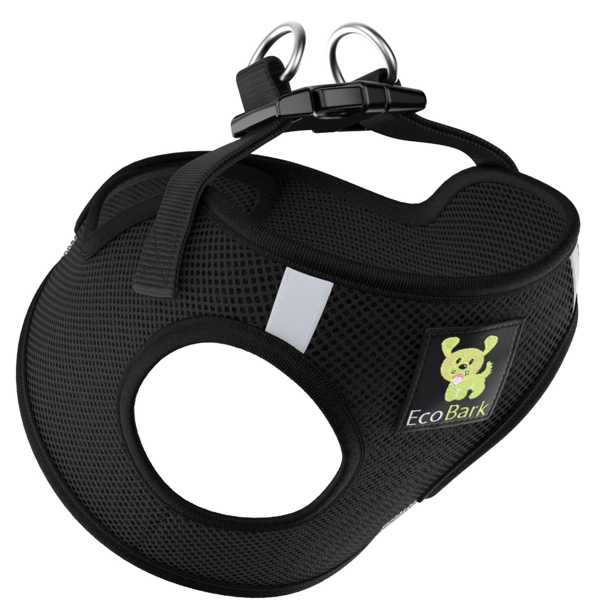 EcoBark Step In Dog Harness - XXXS to Small Breeds- Reflective Soft Mesh Harness for Teacup, Small Dogs and Puppies / Black