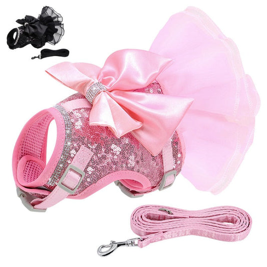 Bling Dog Harness Dress & Leash Set