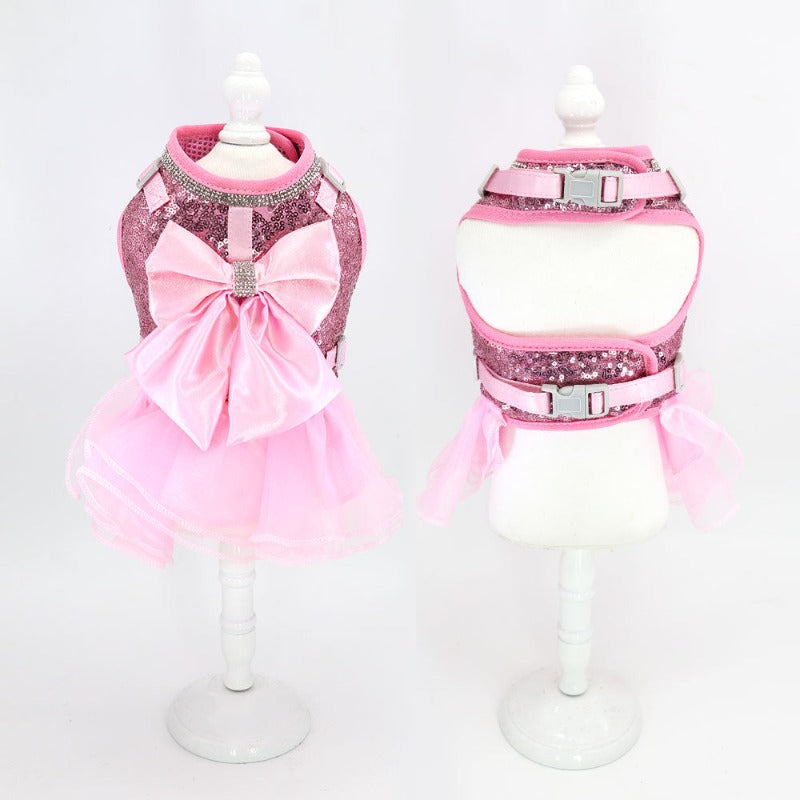Bling Dog Harness Dress & Leash Set