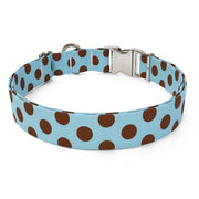 Blue and Brown Polka Dot Dog Collar