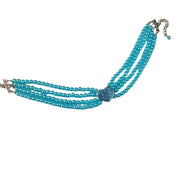 4-Row Pearls Dog Necklace with Rhinestone Heart Pendant