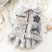 Luxury Chanel-Inspired Tweed Dress with Bling Bow Purse