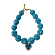 Crystal Heart Colorful Beaded Pearl Dog Necklace
