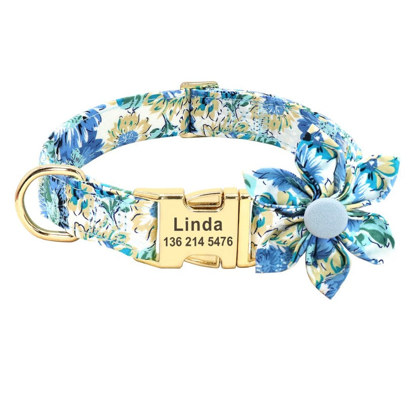 Blue Daisy Flower Dog Collar & Leash Set | Personalized Free - Southlake Paws