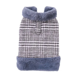 Winter Fleece-Lined Check Dog Harness Dress Coat
