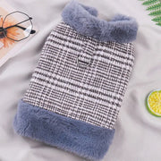 Winter Fleece-Lined Check Dog Harness Dress Coat