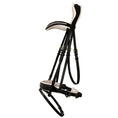 Load image into Gallery viewer, ExionPro Dressage Anti-Pressure Raised Comfort White Padded Clear Bling Bridle
