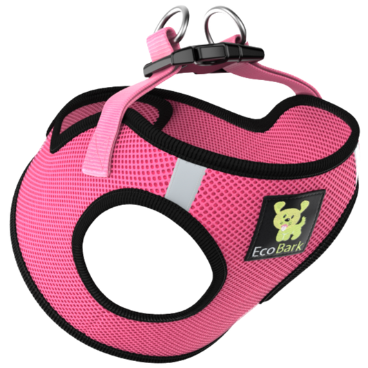 EcoBark Step In Dog Harness - XXXS to Small Breeds- Reflective Soft Mesh Harness for Teacup, Small Dogs and Puppies / Bubblegum Pink