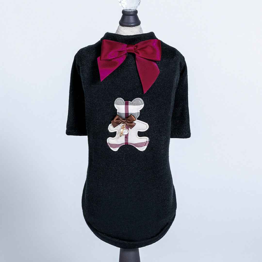 Burberry Bear Dog Tee Satin Handmade Tees - Designer Dog Clothes from Southlake Paws