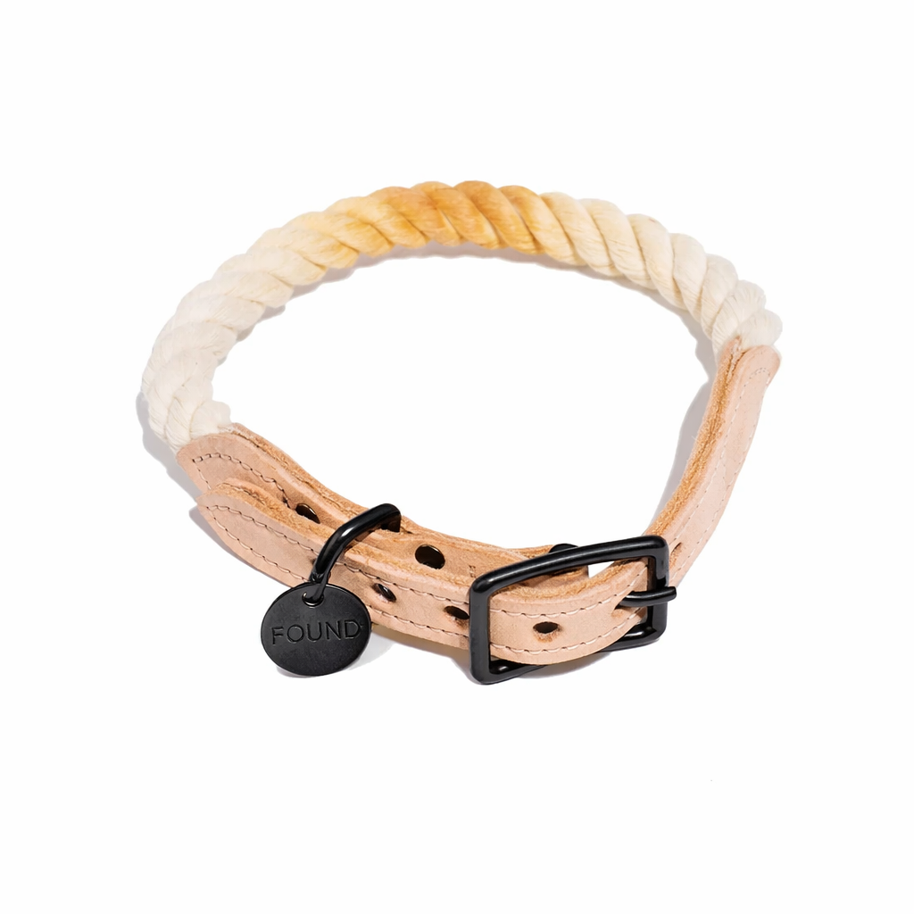 Butterscotch Ombre Cotton Rope Cat & Dog Collar – Matte Black Hardware