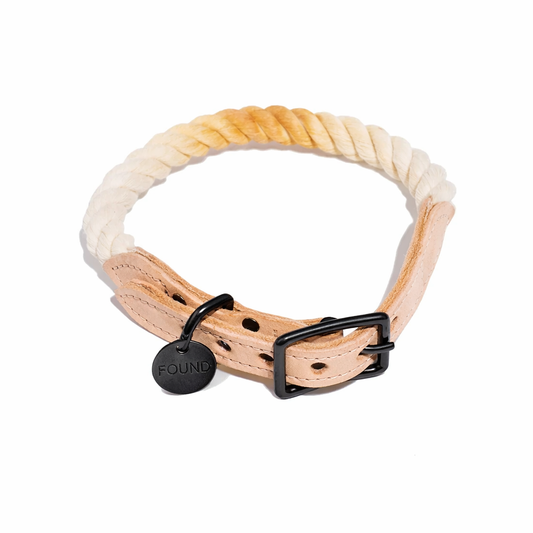 Butterscotch Ombre Cotton Rope Cat & Dog Collar – Matte Black Hardware