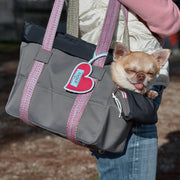 Small dog bag in grey nylon with pink details