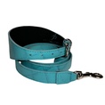 Load image into Gallery viewer, The Tiffany Collection. Gorgeous Turquoise Blue Embossed Croc Italian Leather 3” Wide Style Collar, With Silver Hardware
