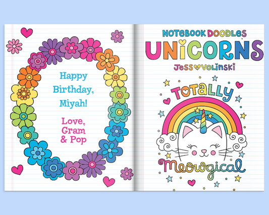 Notebook Doodles Unicorns Customized
