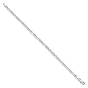 4mm Rhodium Plated Sterling Silver Solid Figaro Chain Anklet, 9 Inch