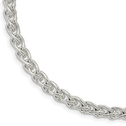 5.75mm Sterling Silver Polished Hollow Spiga Chain Necklace, 18 Inch
