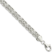 6.5mm Sterling Silver Hollow Byzantine Chain Bracelet, 7.5 Inch