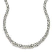 6.5mm Sterling Silver Hollow Graduated Byzantine Chain Necklace, 17 In