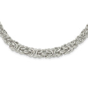 6.5mm Sterling Silver Hollow Graduated Byzantine Chain Necklace, 17 In