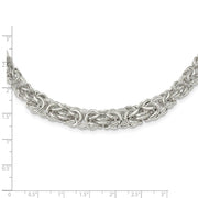 6.5mm Sterling Silver Hollow Graduated Byzantine Chain Necklace, 17 In