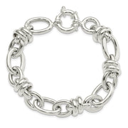 13.5mm Sterling Silver Hollow Fancy Link Chain Bracelet, 8.5 Inch