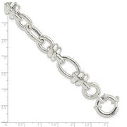 13.5mm Sterling Silver Hollow Fancy Link Chain Bracelet, 8.5 Inch