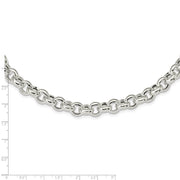 10mm Sterling Silver Hollow Rolo Chain Necklace, 24 Inch