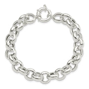 11.5mm Sterling Silver Hollow Rolo Chain Bracelet, 8 Inch