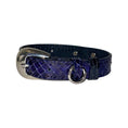 Load image into Gallery viewer, XS/S 7-14 Navy Blue Custom Snake Collar/Custom Silver Oval Italian Hardware
